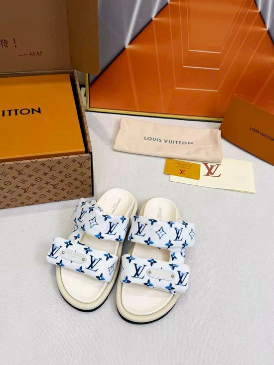 Louis Vuitton Printed Hook-and-loop Platform Slide Sandals