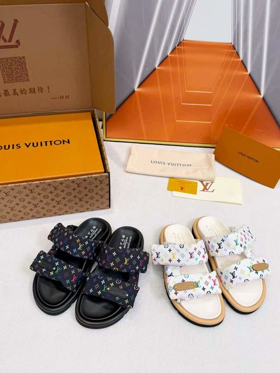Louis Vuitton Printed Hook-and-loop Platform Slide Sandals