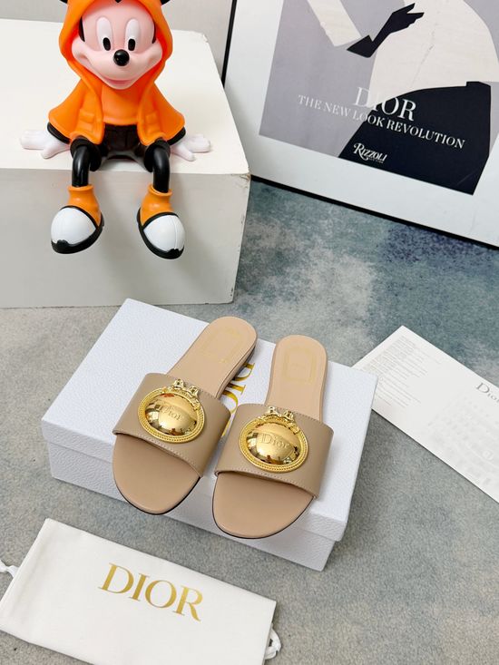 Christian Dior Metal Accent Soft Lining Comfort Slides