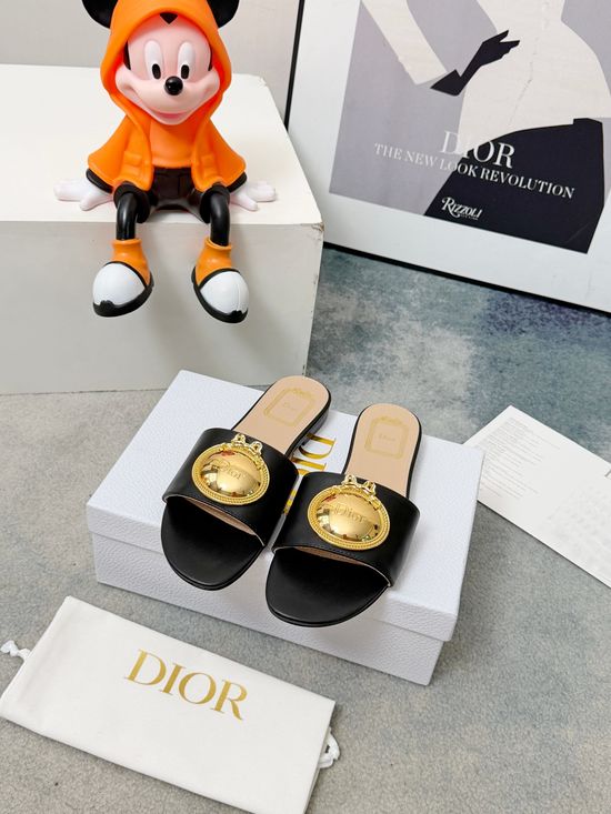 Christian Dior Metal Accent Soft Lining Comfort Slides
