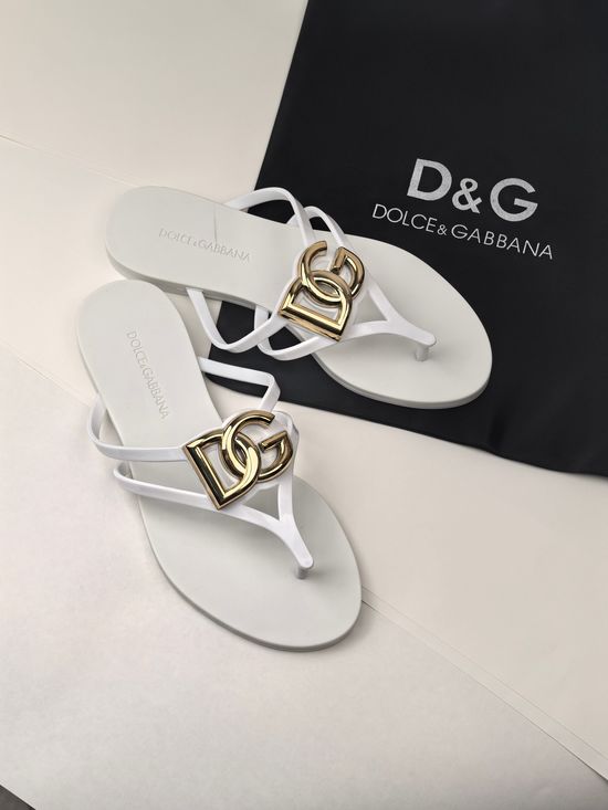 Dolce & Gabbana Glossy TPU Flip Flops with Gold Logo Premium Quality