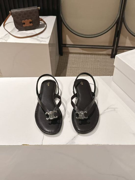 Celine Minimalist Toe-Post Sandals with Triumph Arch Detail