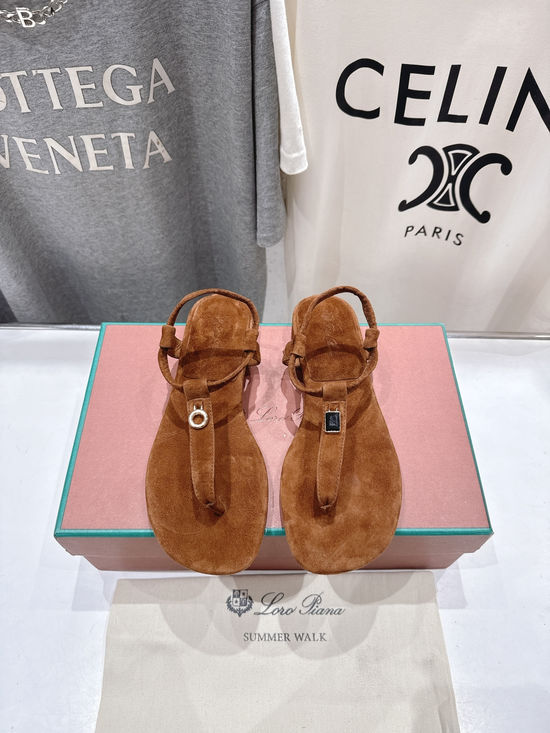 Loro Piana Minimalist Suede Flip Flop Sandals Soft Premium Leather Sole
