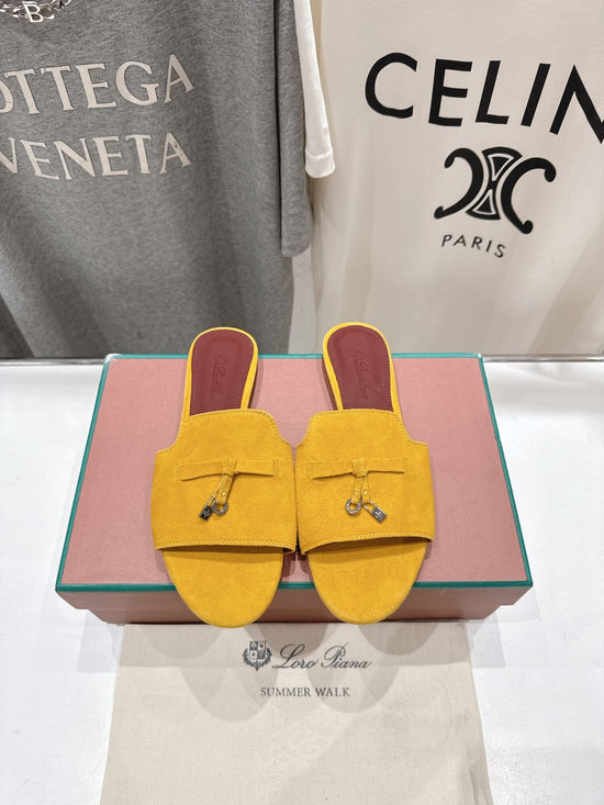 Loro Piana Premium Suede Slide Sandals Soft Comfortable Non-slip Daily Shoes