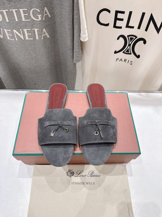Loro Piana Premium Suede Slide Sandals Soft Comfortable Non-slip Daily Shoes