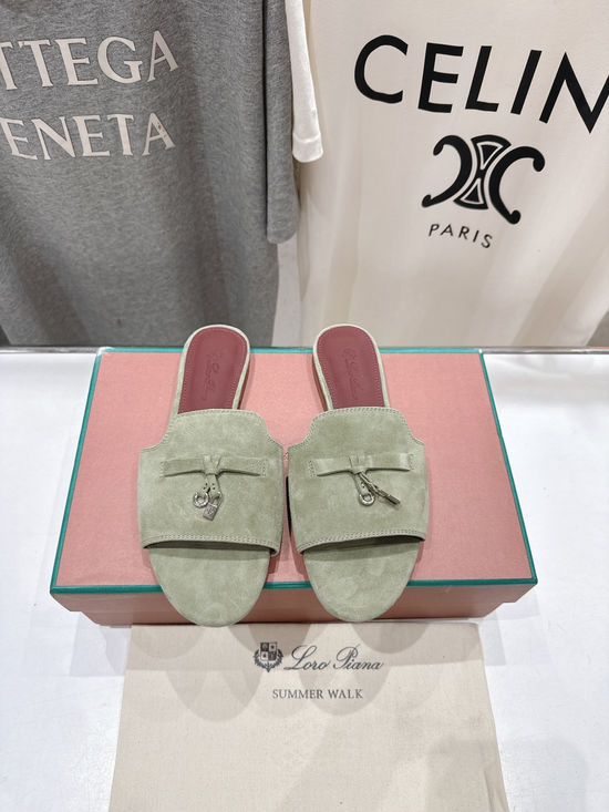 Loro Piana Premium Suede Slide Sandals Soft Comfortable Non-slip Daily Shoes