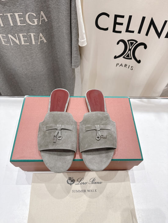 Loro Piana Premium Suede Slide Sandals Soft Comfortable Non-slip Daily Shoes