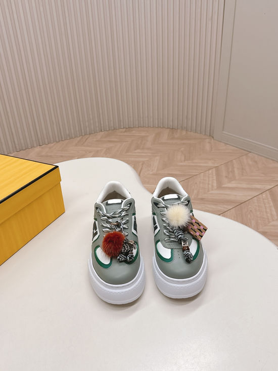 Fendi Leather Patchwork Chunky Platform Casual Sneakers