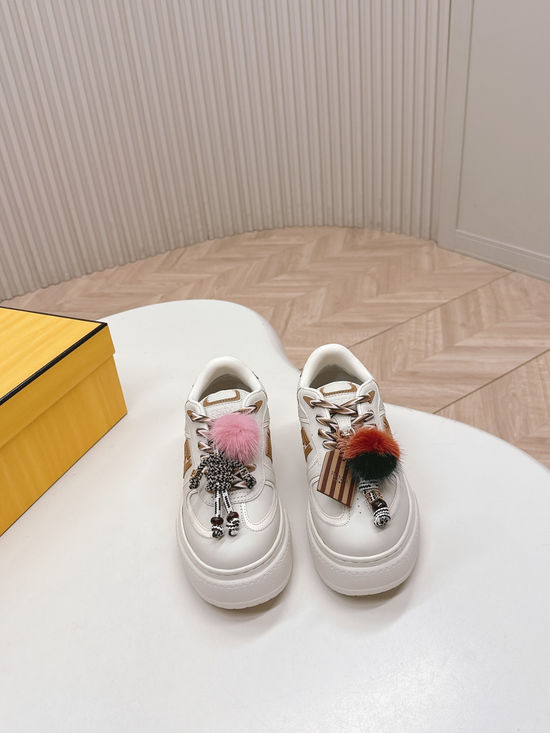 Fendi Leather Patchwork Chunky Platform Casual Sneakers