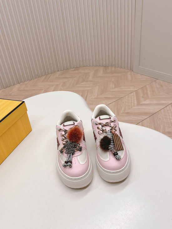 Fendi Leather Patchwork Chunky Platform Casual Sneakers