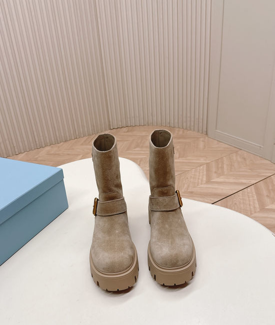 Prada Premium Leather Slip-on Comfort Ankle Boots