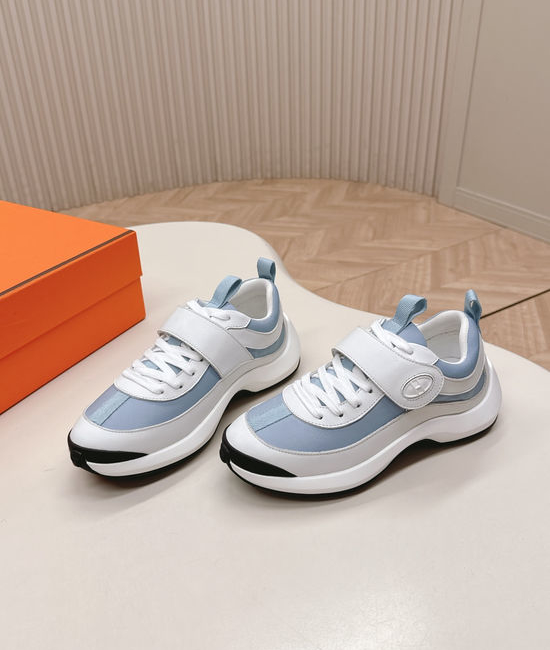 Hermes Velcro Leather Casual Sneakers Lightweight Soft Comfortable Sole