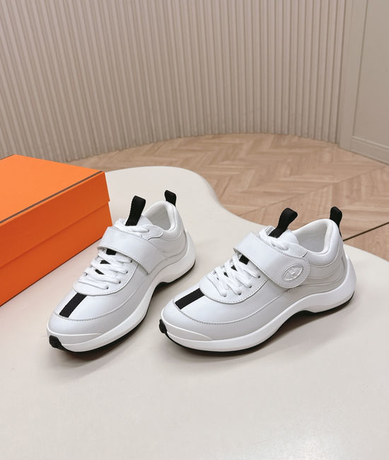 Hermes Velcro Leather Casual Sneakers Lightweight Soft Comfortable Sole