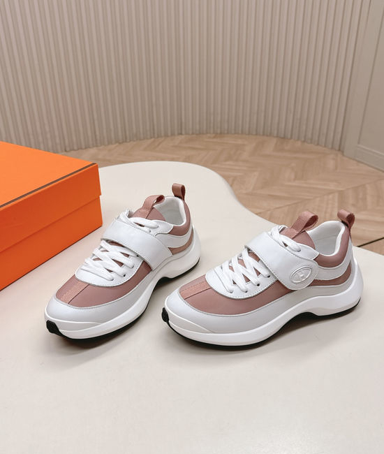 Hermes Velcro Leather Casual Sneakers Lightweight Soft Comfortable Sole