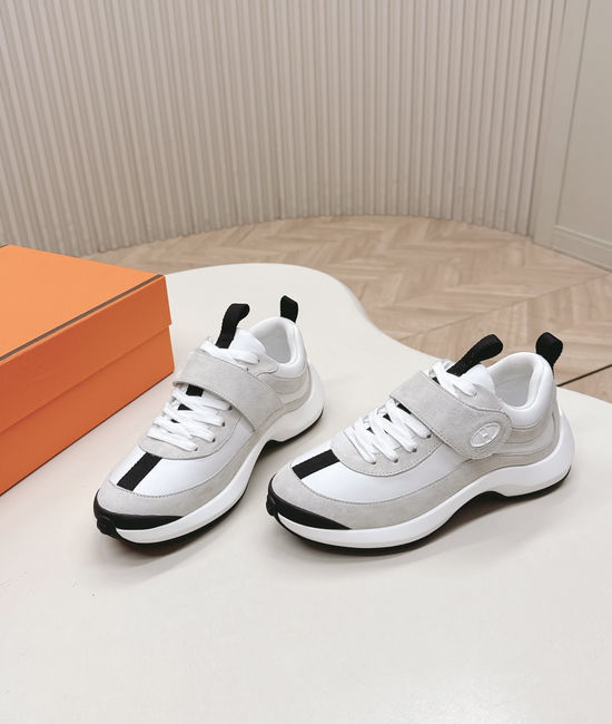 Hermes Velcro Leather Casual Sneakers Lightweight Soft Comfortable Sole