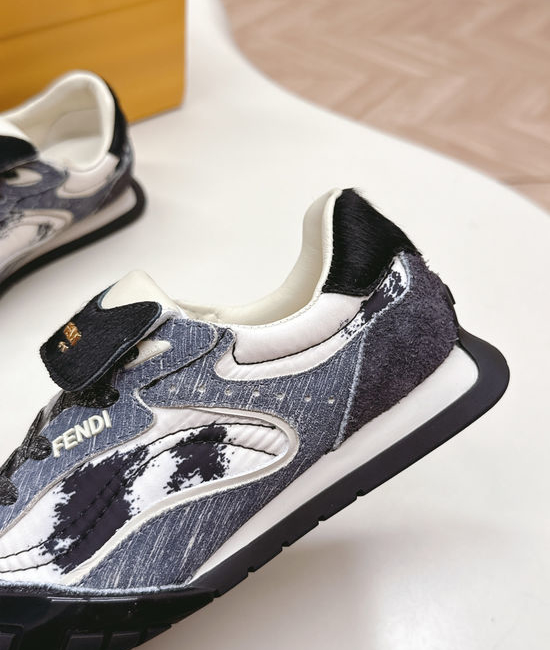 Fendi Suede Stitched Retro Casual Sneakers Soft and Breathable