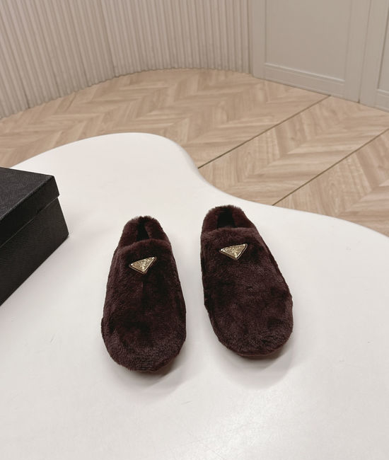 Prada Fuzzy Wool Lined Slip On Clogs Warm and Comfortable