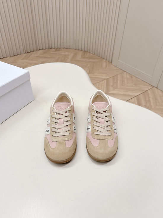 Christian Dior Suede Stitched Casual Sneakers Non-slip Rubber Sole