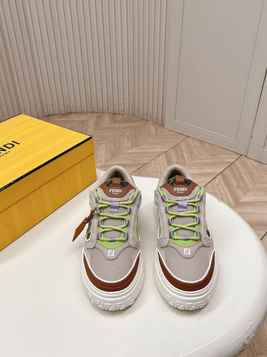 Fendi Premium Leather Sneakers with Classic Emblem Design