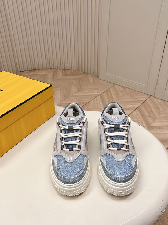 Fendi Premium Leather Sneakers with Classic Emblem Design