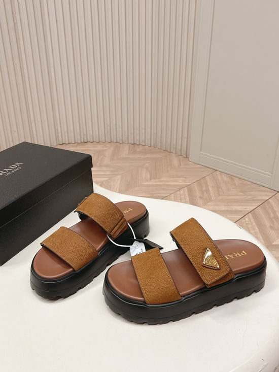 Prada Rhinestone Platform Adjustable Strap Slide Sandals