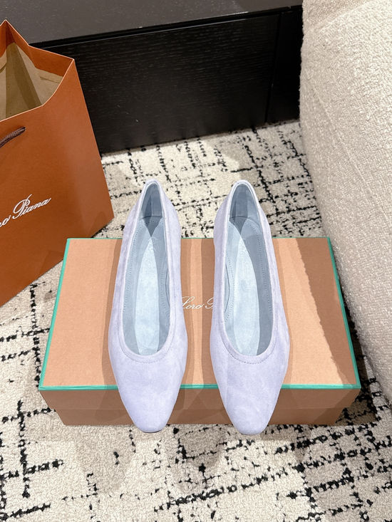 Loro Piana Soft Suede Ballet Flats Comfortable Versatile Daily Shoes