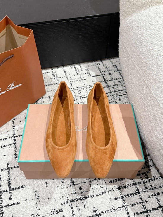 Loro Piana Soft Suede Ballet Flats Comfortable Versatile Daily Shoes