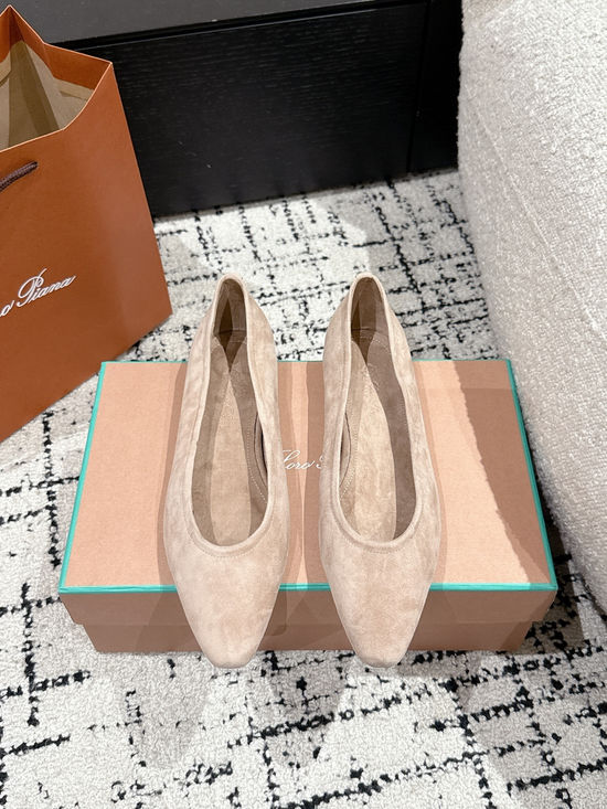 Loro Piana Soft Suede Ballet Flats Comfortable Versatile Daily Shoes