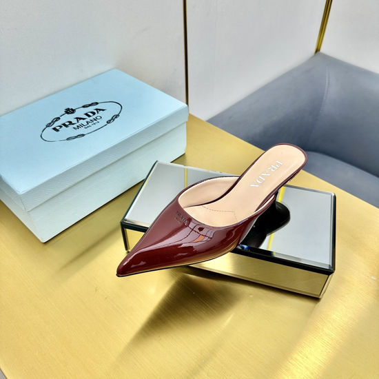 Prada Satin Pointed Toe Low Heel Mule Slides