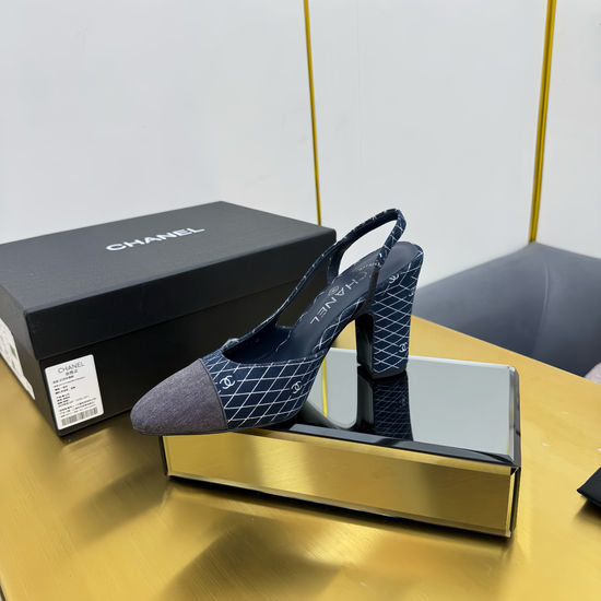 Chanel Classic Two Tone Slingback Sandals Premium Leather Upper