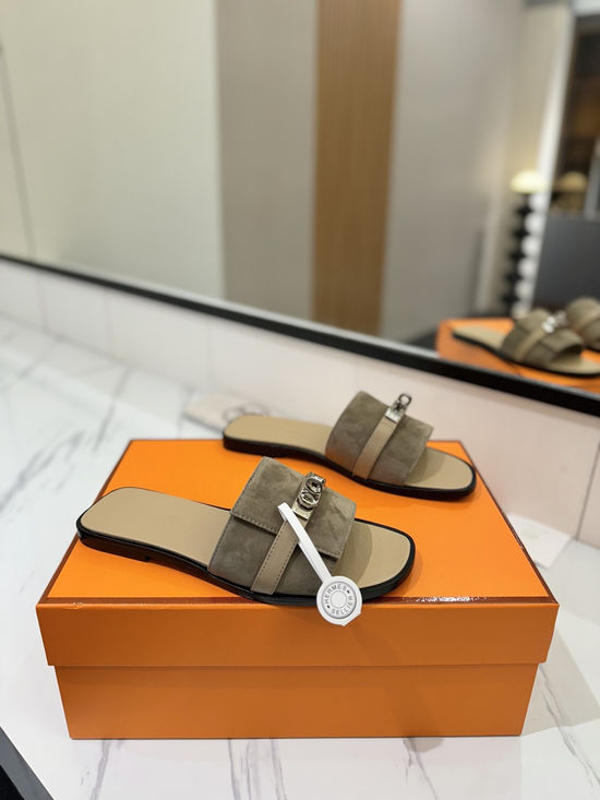 Hermes Suede Upper Sheepskin Lined Comfortable Casual Shoes