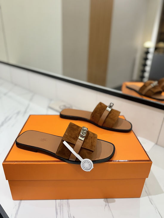 Hermes Suede Upper Sheepskin Lined Comfortable Casual Shoes