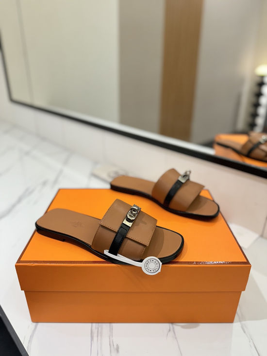 Hermes Genuine Cowhide Lined Sheepskin Comfortable Dress Shoes