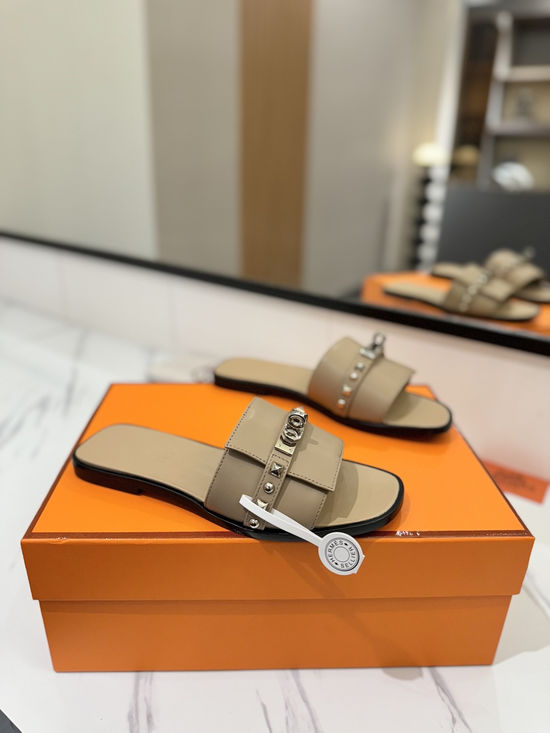 Hermes Smooth Cowhide Welted Leather Sole Comfortable Shoes