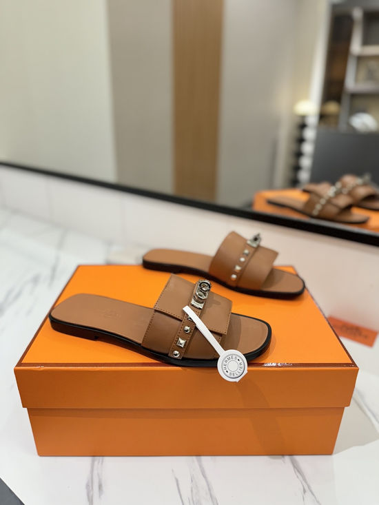 Hermes Smooth Cowhide Welted Leather Sole Comfortable Shoes