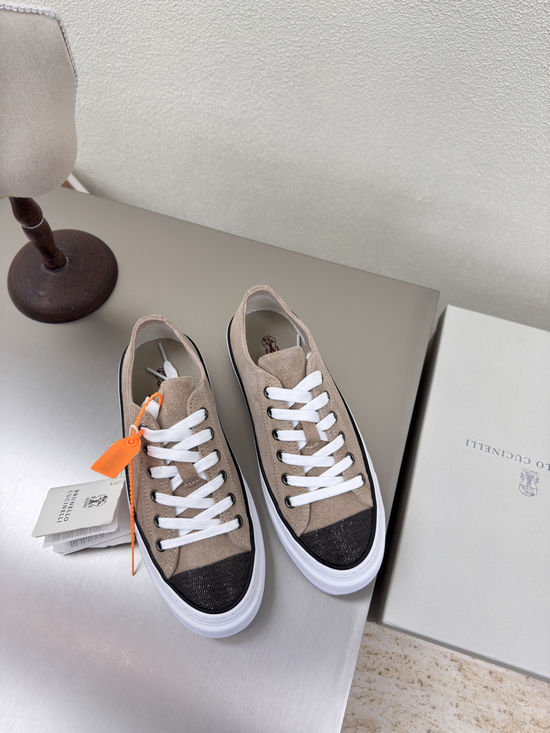 Brunello Cucinelli Gray Lace-up Suede Comfort Versatile Casual Shoes