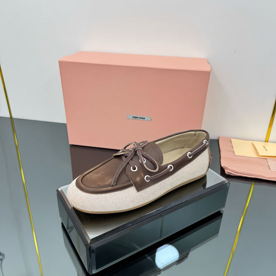 Miu Miu Distressed Leather Lace-up Loafers Soft Comfortable