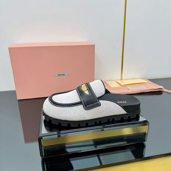 Miu Miu Vintage Coin Decor Mules Premium Leather Upper Soft Lining