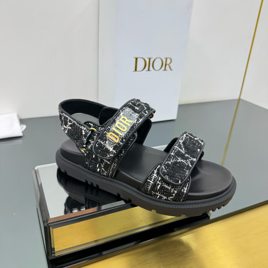 Christian Dior CD Genuine Leather Embroidered Comfortable Casual Sandals