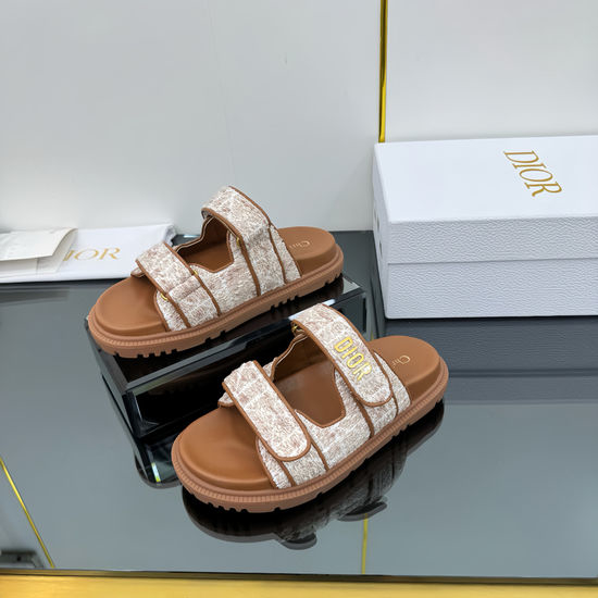 Christian Dior CD Genuine Leather Embroidered Comfortable Casual Sandals