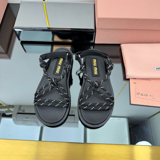 Miu Miu Cowhide Upper Sandals With Sheepskin Lining