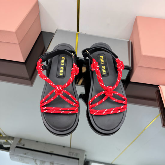Miu Miu Cowhide Upper Sandals With Sheepskin Lining