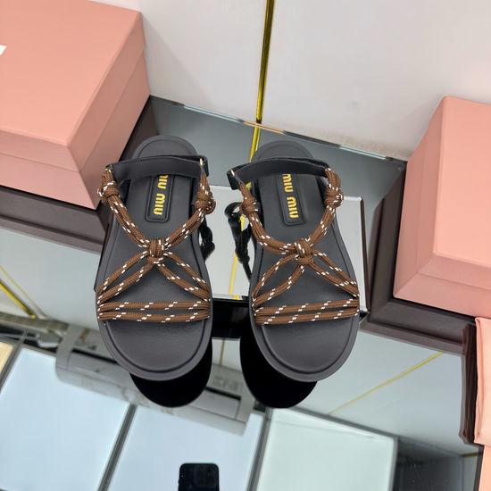 Miu Miu Cowhide Upper Sandals With Sheepskin Lining