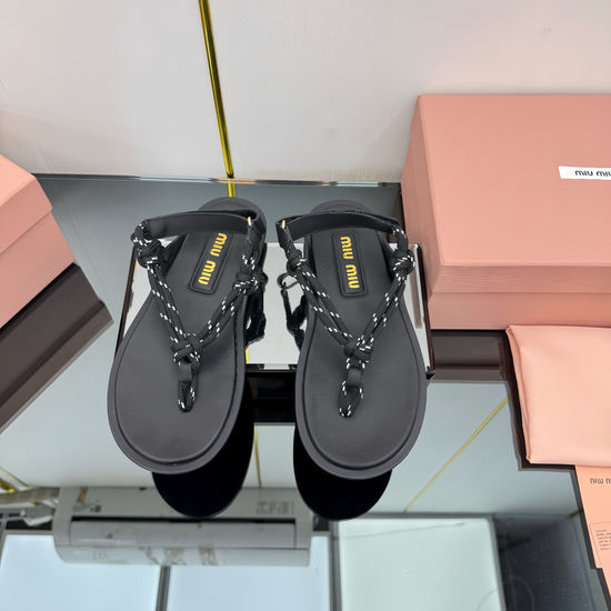 Miu Miu Cowhide Upper Sandals With Sheepskin Lining