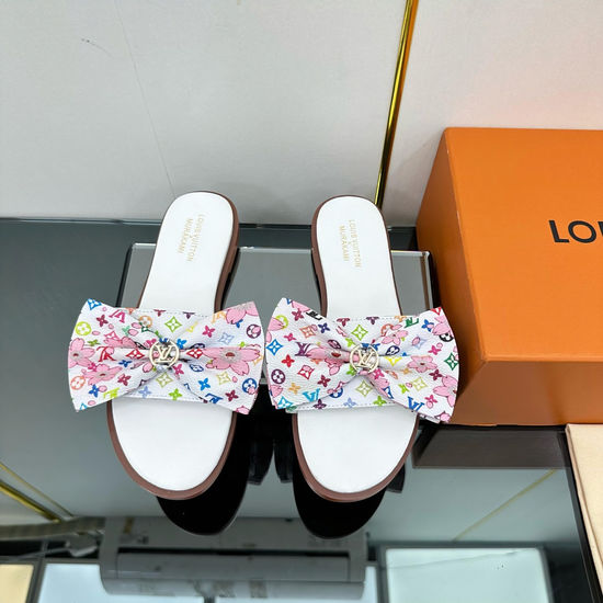 Louis Vuitton Genuine Leather Sole Printed Pattern Casual Slides