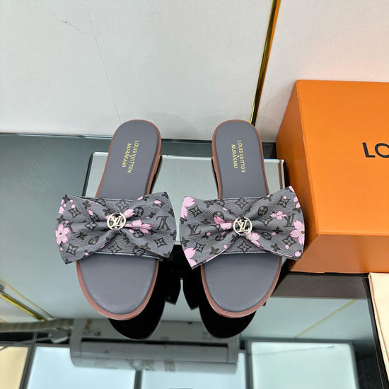 Louis Vuitton Genuine Leather Sole Printed Pattern Casual Slides