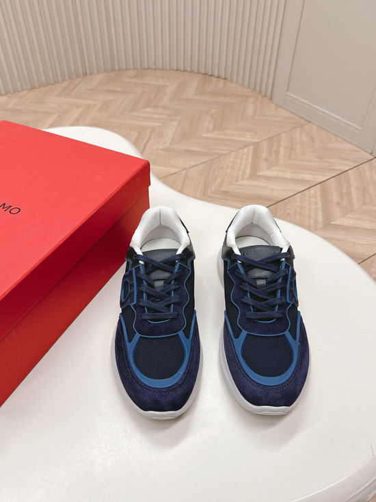 Ferragamo Decorative Buckle Casual Sneakers with Breathable Mesh Upper