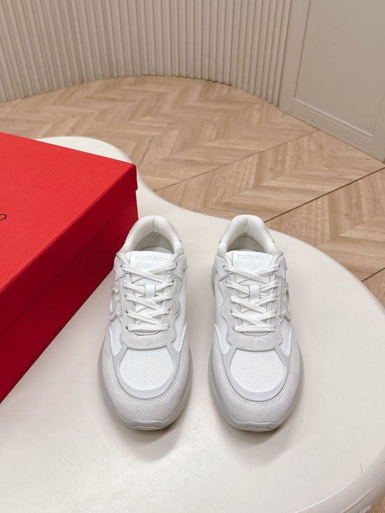 Ferragamo Decorative Buckle Casual Sneakers with Breathable Mesh Upper