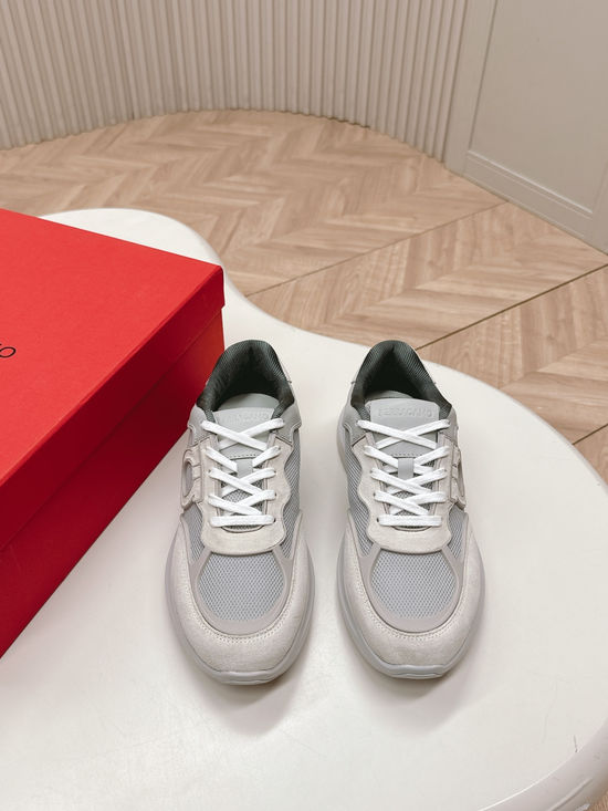 Ferragamo Decorative Buckle Casual Sneakers with Breathable Mesh Upper