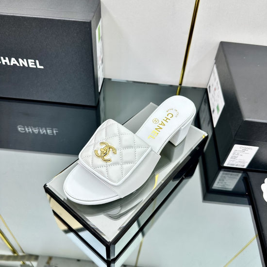 Chanel Vintage Style Round Toe Backless Leather Loafers